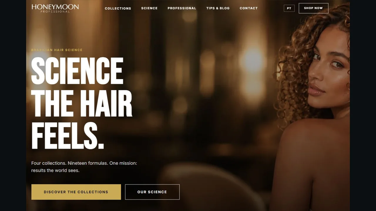 Honeymoon Professional website homepage preview